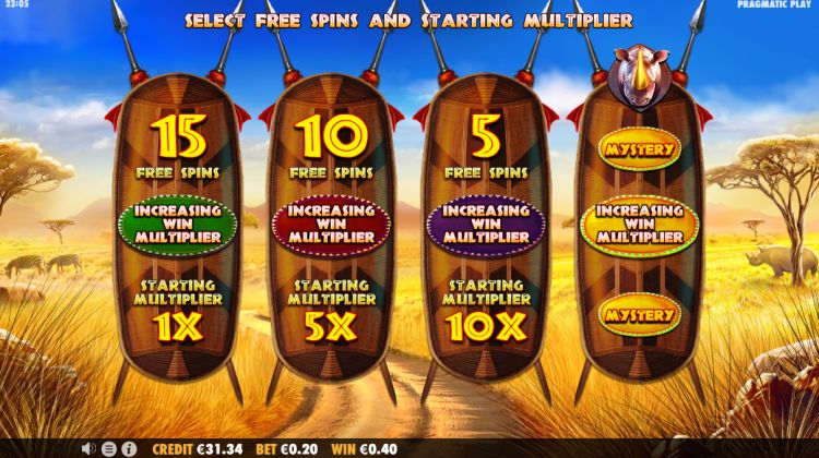 Great Rhino Megaways slot review bonus choice