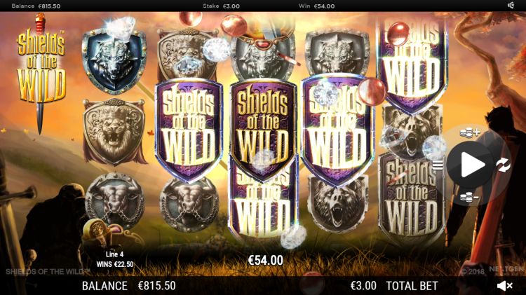 Shields of the wild slot review wall feature